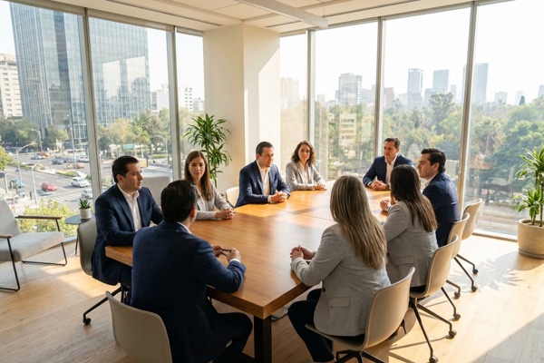 Equipo de colaboradores en una oficina